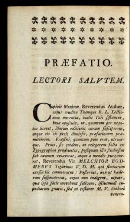 Praefatio. Lectori Salutem.