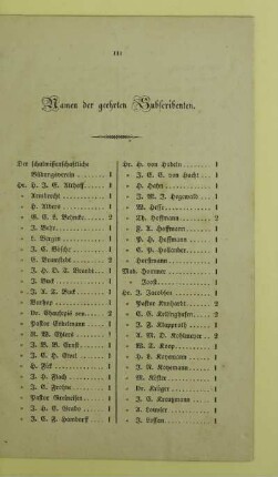 Namen der geehrten Subscribenten