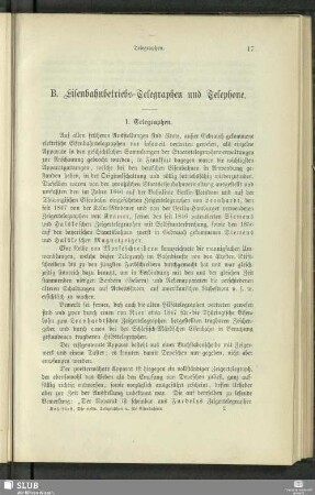 B. Eisenbahnbetriebs-Telegraphen und Telephone