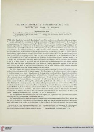 The liber regalis of Westminster and the Coronation Book of Rheims