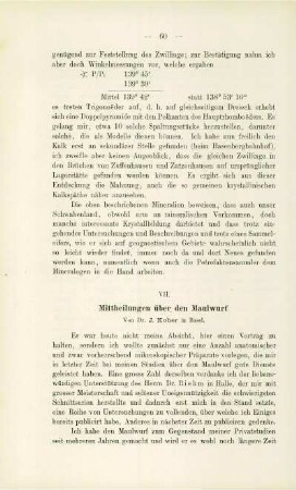 Mittheilungen über den Maulwurf. ( J. Kober)
