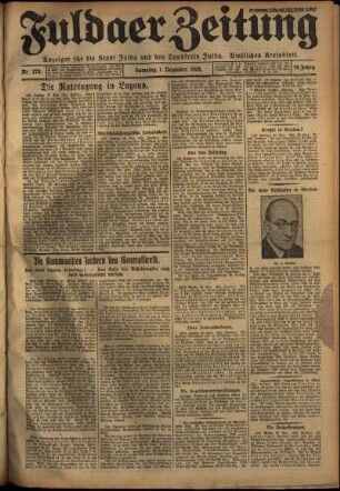 Erste Ausgabe vom Samstag, den 01. Dezember 1928.