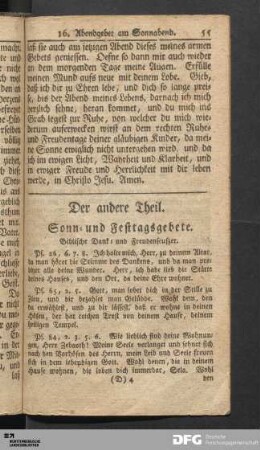 Der andere Theil. Sonn- und Festtagsgebete.