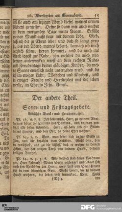 Der andere Theil. Sonn- und Festtagsgebete.