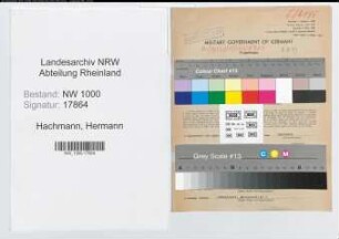 Entnazifizierung Hermann Hachmann, geb. 21.07.1905 (Baecker)