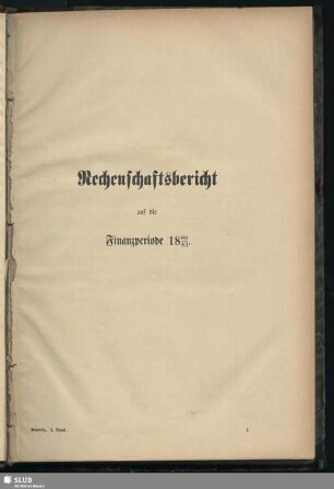 Rechenschaftsbericht auf die Finanzperiode 1880/81