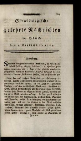 71. Stück, den 4. September, 1784.