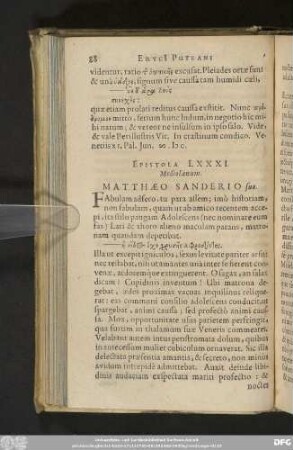 Epistola LXXXI. Mediolanum. Matthaeo Sanderio suo.