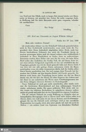 Carl von Clausewitz an August Wilhelm von Schlegel, Berlin, 23.01.1808