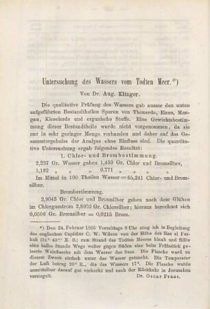 Untersuchung des Wassers von Todten Meer