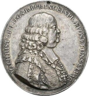 Silbermedaille auf Fürstpropst Johann Christoph Adelmann von Adelmannsfelden, 1685