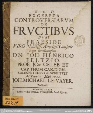 Excerpta Controversiarum De Fructibus