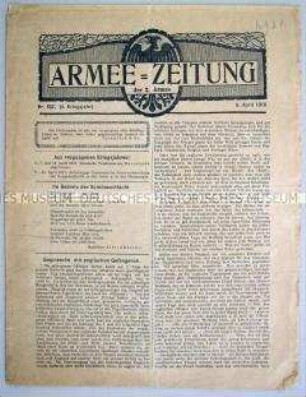 Nachrichtenblatt der 2. Armee "Armee-Zeitung" u.a. über englische Kriegsgefangene