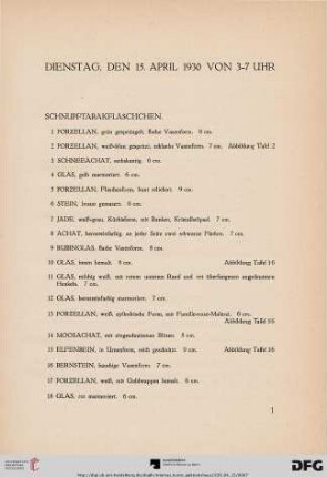 Schnupfflaschen – Keramik – Plastik – Lack-Arbeiten (Nr. 1-355)