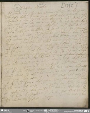 Eigenh. Brief von Johanna Christiane Erdmuthe Schlegel an August Wilhelm von Schlegel, Hannover, 1795