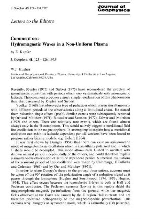 Comment on: Hydromagnetic waves in a non-uniform plasma