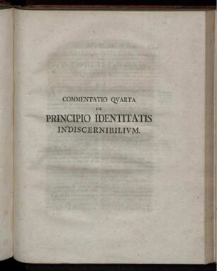 Commentatio quarta de principio identitatis in discernibilium.