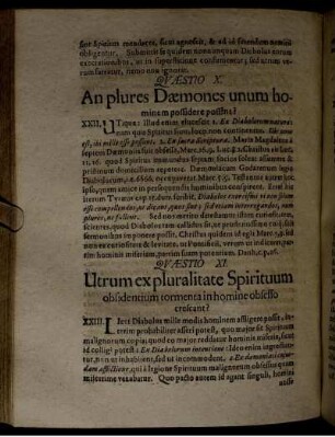 Quaestio X. An plures Daemones unum hominem possidere possint?