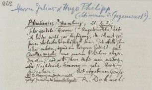 Brief an Hans Eberhard von Bodenhausen