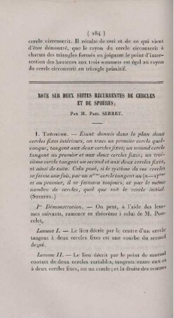 Note sur deux suites récurrentes de cercles et de sphères.
