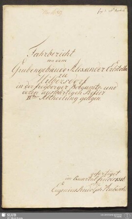 Fahrbericht von dem Grubengebäude Alexander Erbstolln zu Hilbersdorf in der freyberger Bergamts- und deren auswärtigen Refier IIten Abtheilung gelegen - 18.6361 4.