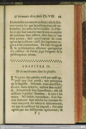 Chapitre IX. De la modération dans les plaisirs