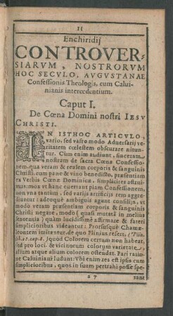 Caput I. De Coena Domini nostri Iesu Christi