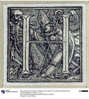 Initiale zu einem lateinischen Majuskel-Alphabet (sog. "Todesalphabet"): H