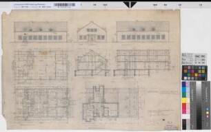 Wartesaal-Gebäude Bahnhof Dortmund-Süd: Grundrisse, Ansichten, Schnitte, M. 1:100 Hge, Sknr.: 1, Fanr.: 6, Bunr.: 1