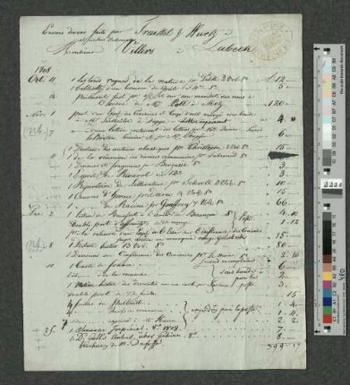 Vertriebsliste an Charles de Villers