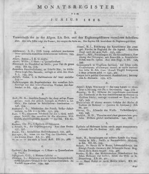 Monatsregister vom Juni 1826
