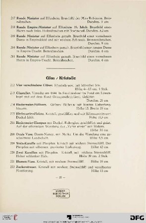 Glas, Kristalle (Nr. 212-244)