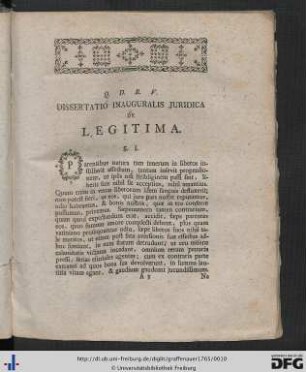 Dissertati Inauguralis Juridica De Legitima.