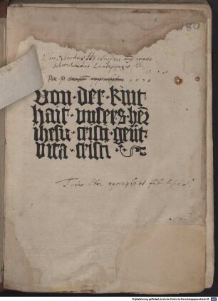 uon der kinthait vnsers her[r]ren ihesu cristi gen[nenne]t vita cristi