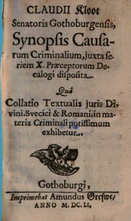 Synopsis causarum criminalium : iuxta seriem X praeceptorum decalogi disposita