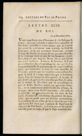 264-279, Lettre XCIX. du Roi. - Lettre CIII. du Roi.