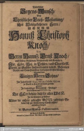Väterlicher Segens-Wunsch ...