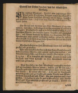 Beweiß des Ersten Punctes / von der mündlichen Niessung