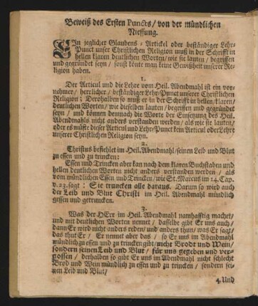 Beweiß des Ersten Punctes / von der mündlichen Niessung