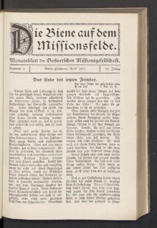 Nummer 4. Berlin-Friedenau, April 1915. 82. Jahrg