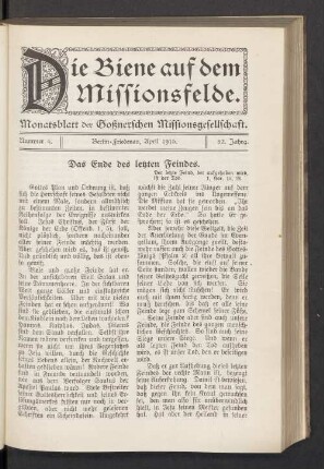 Nummer 4. Berlin-Friedenau, April 1915. 82. Jahrg