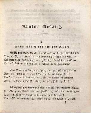 Lieder aus der Verbannung : enthaltend 1. Der Herzog von Reichsstadt in 2 Gesängen, 2. Wehklage zweier Liebenden bei der ersten Nachricht von Marschalls Fall, 3. An den Doctor Wirth, Herausgeber der deutschen Tribüne, 4. An den Grafen von Armannsperg, 5. Bundeslied der Deutschen, 6. Pereate und liberale Toaste
