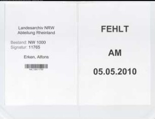 Entnazifizierung Alfons Erken, geb. 21.12.1904 ()
