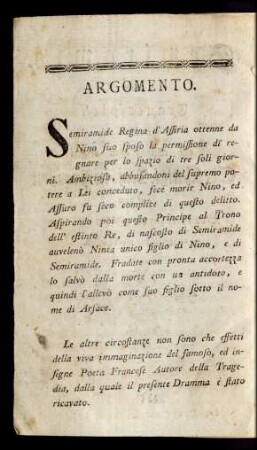 Argomento = Inhalt des Trauerspiels
