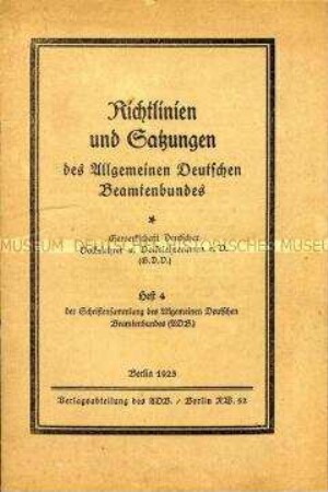 Heft 4 der Schriftensammlung des Allgemeinen Deutschen Beamtenbundes