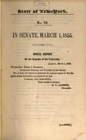 Annual report of the regents. 68. 1855, 1. März