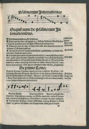 Sequitur nunc de Psalmorum Intonationibus.