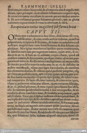 Recapitulatio totius magisterij sub forma brevi CAPUT XII.
