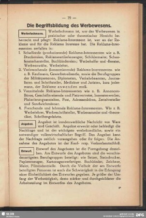Die Begriffsbildung des Werbewesens