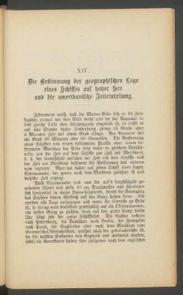 XIV. - Die Bestimmung der geographischen Lage eines Schiffes auf hoher See und die amerikanische Zeiteinteilung.